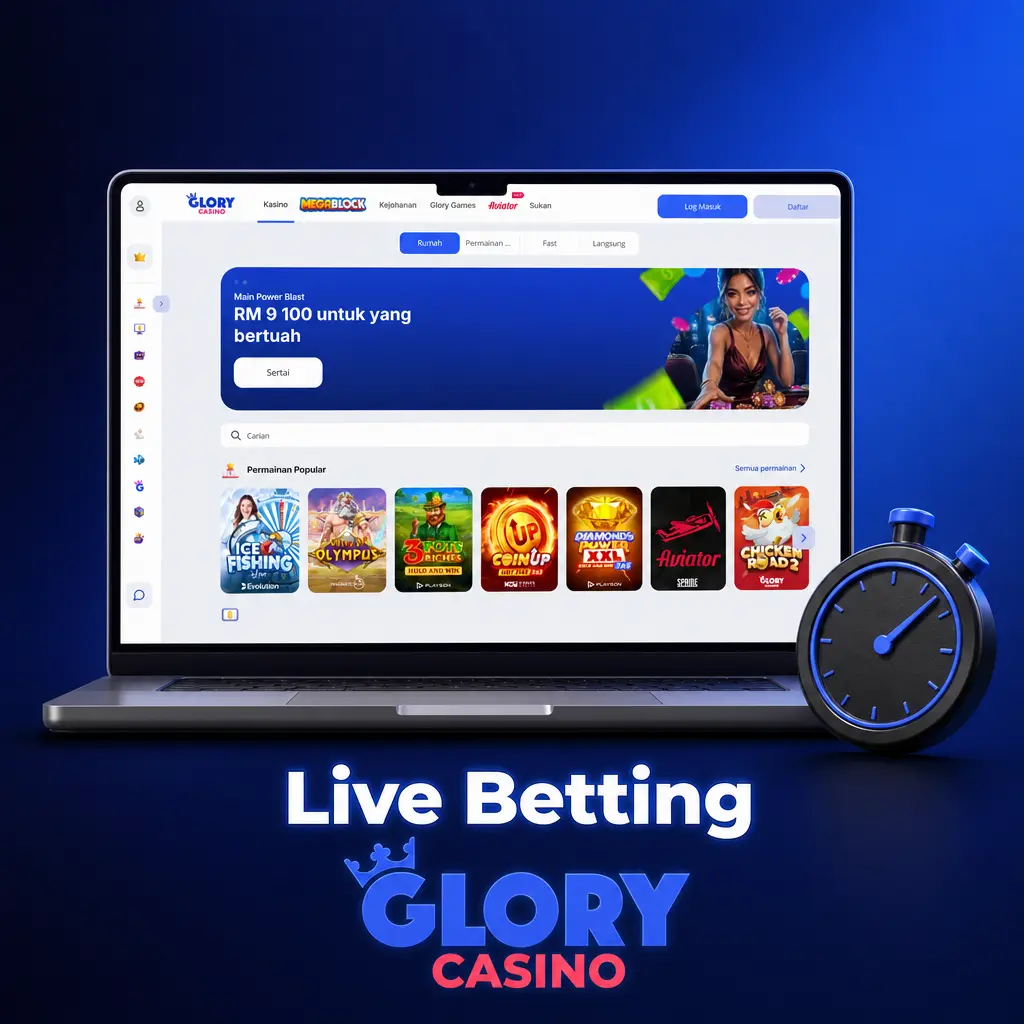 Live betting on Glory Casino with real-time odds, match tracker, and cash out options for football, basketball, tennis, badminton, and cricket.