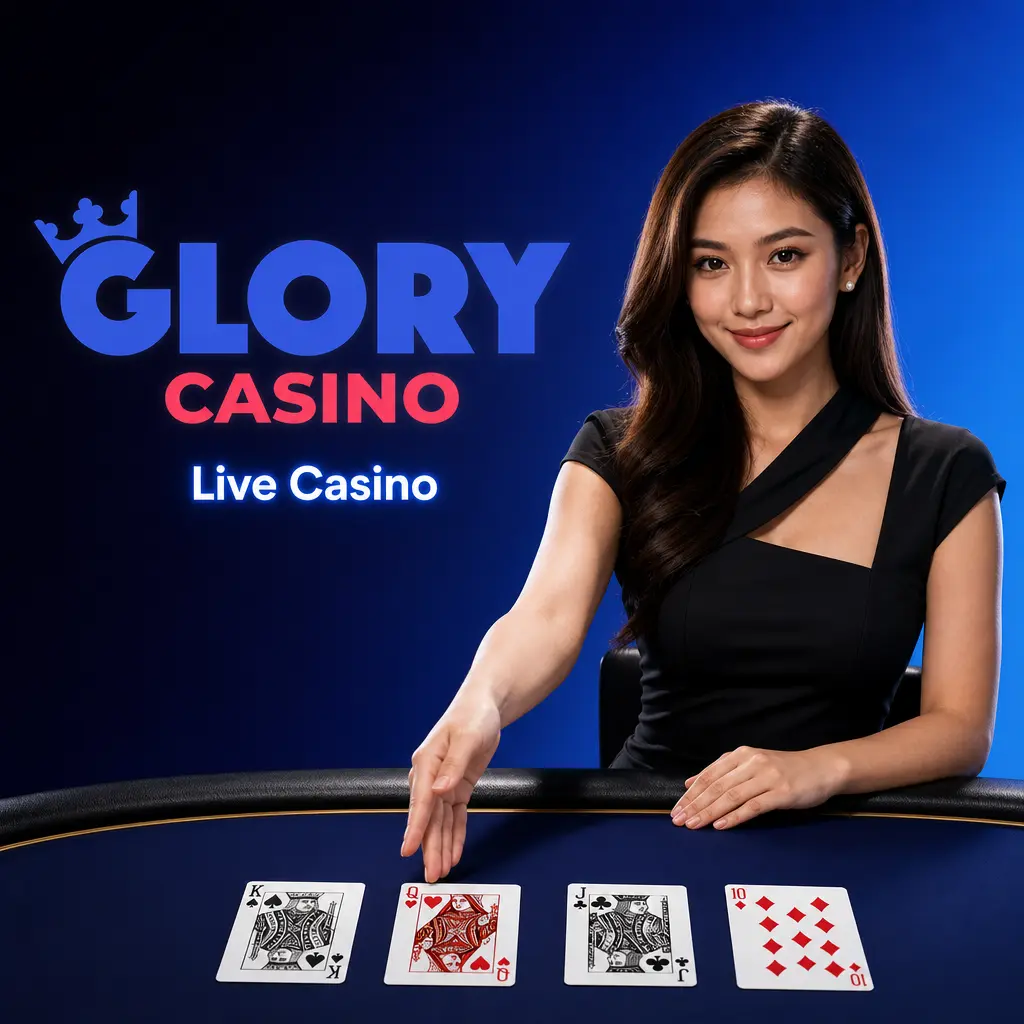 Glory Casino live casino with real dealers: live roulette, blackjack, baccarat, game shows like Crazy Time, and poker tables.