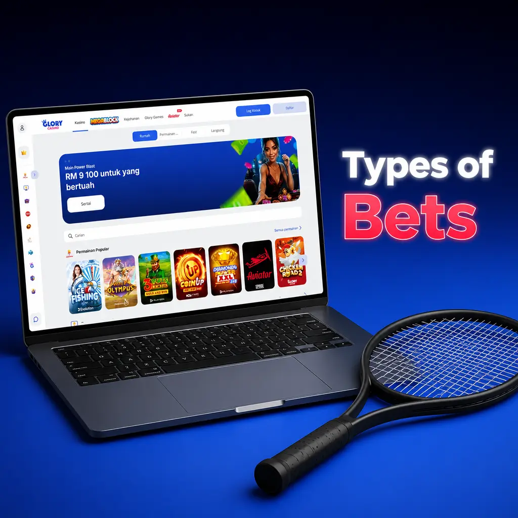 Glory Casino sports betting types: Single, Express, and System bets explained for all sports markets.