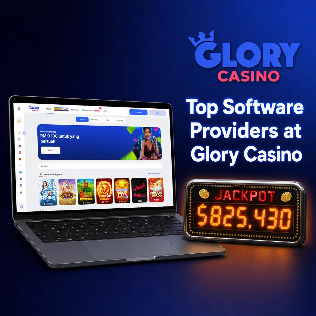 Top licensed software providers at Glory Casino, including Pragmatic Play, NetEnt, Evolution Gaming, and Spinomenal.